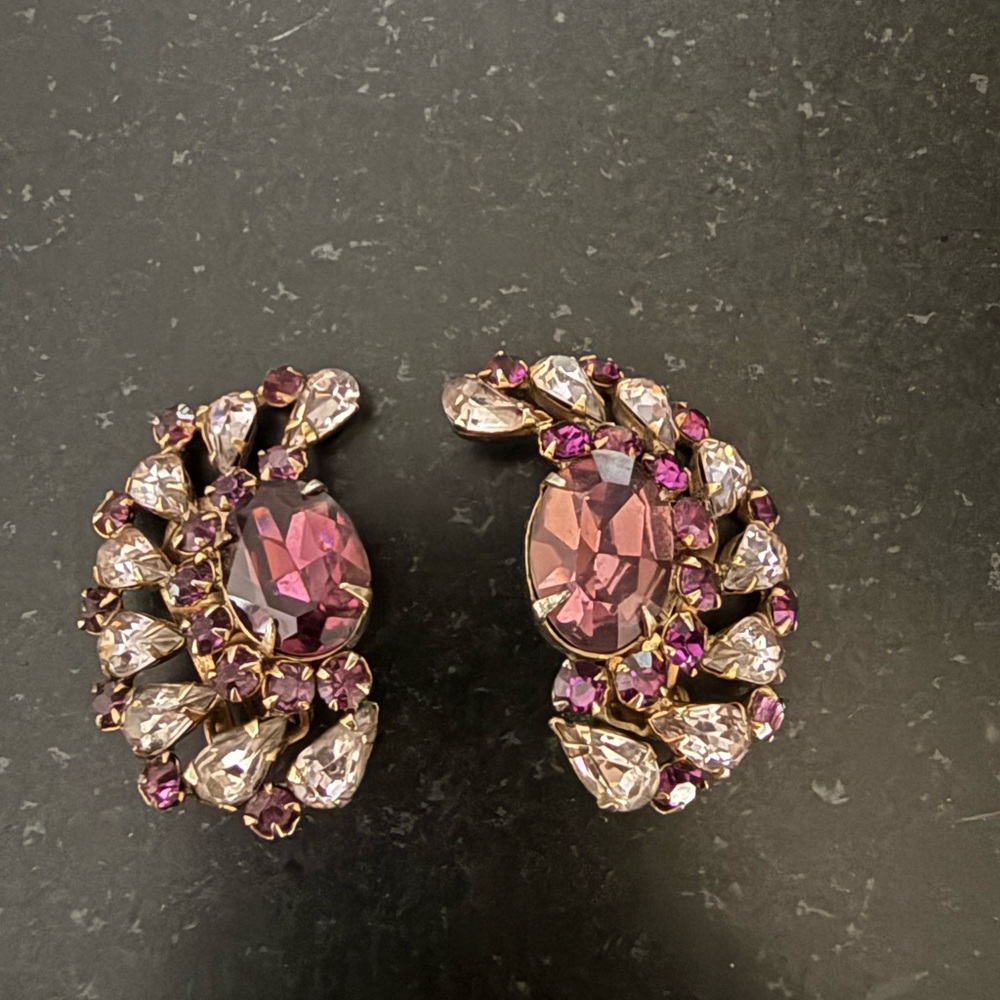 Vintage Rhinestone Cluster Clip-on Earrings